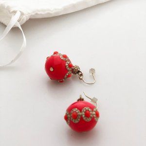 Earrings- Ball drop hanging statement post